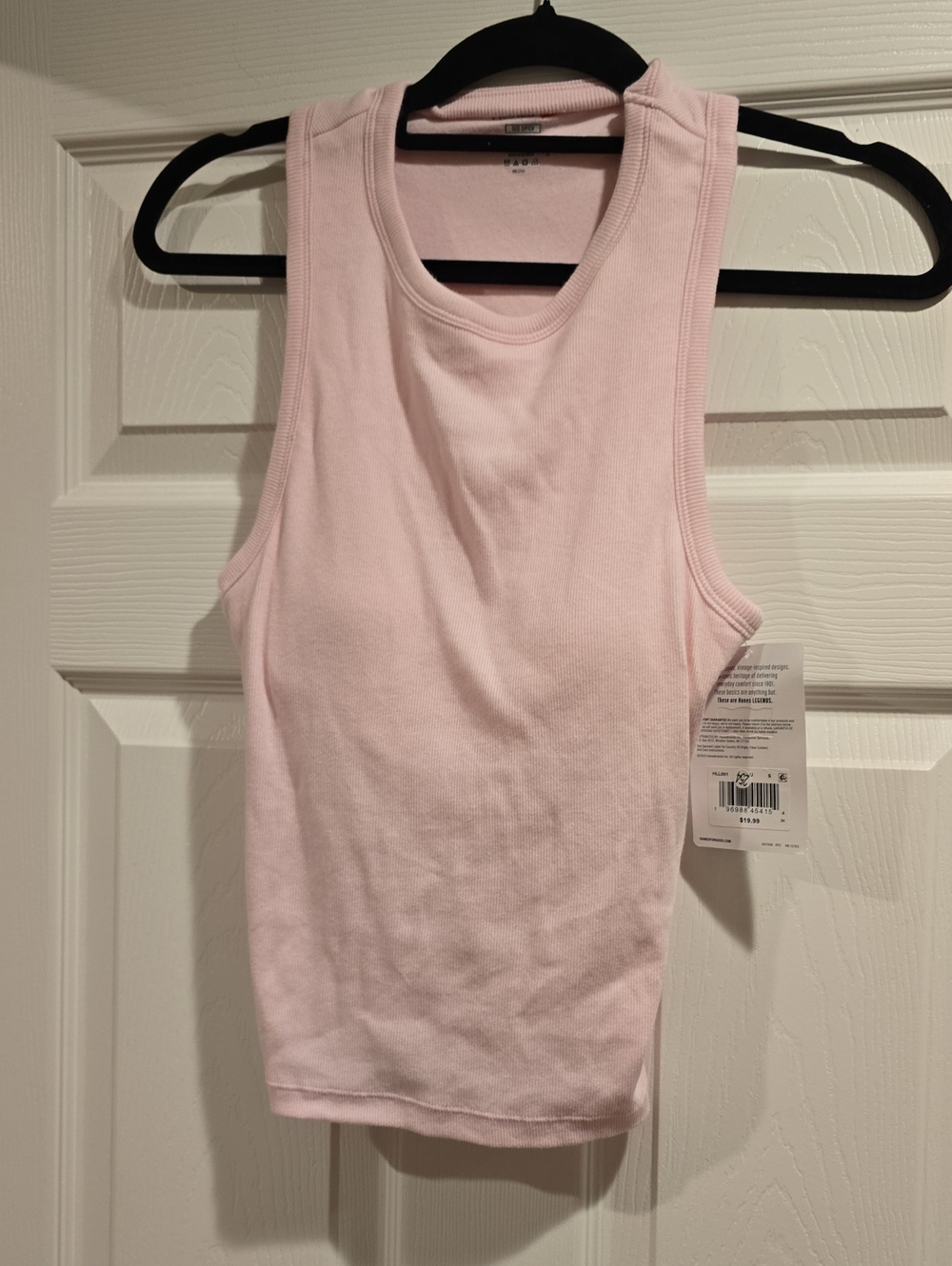 Hanes Light Pink Ribbed Scoop Neck Tank Top Padded
